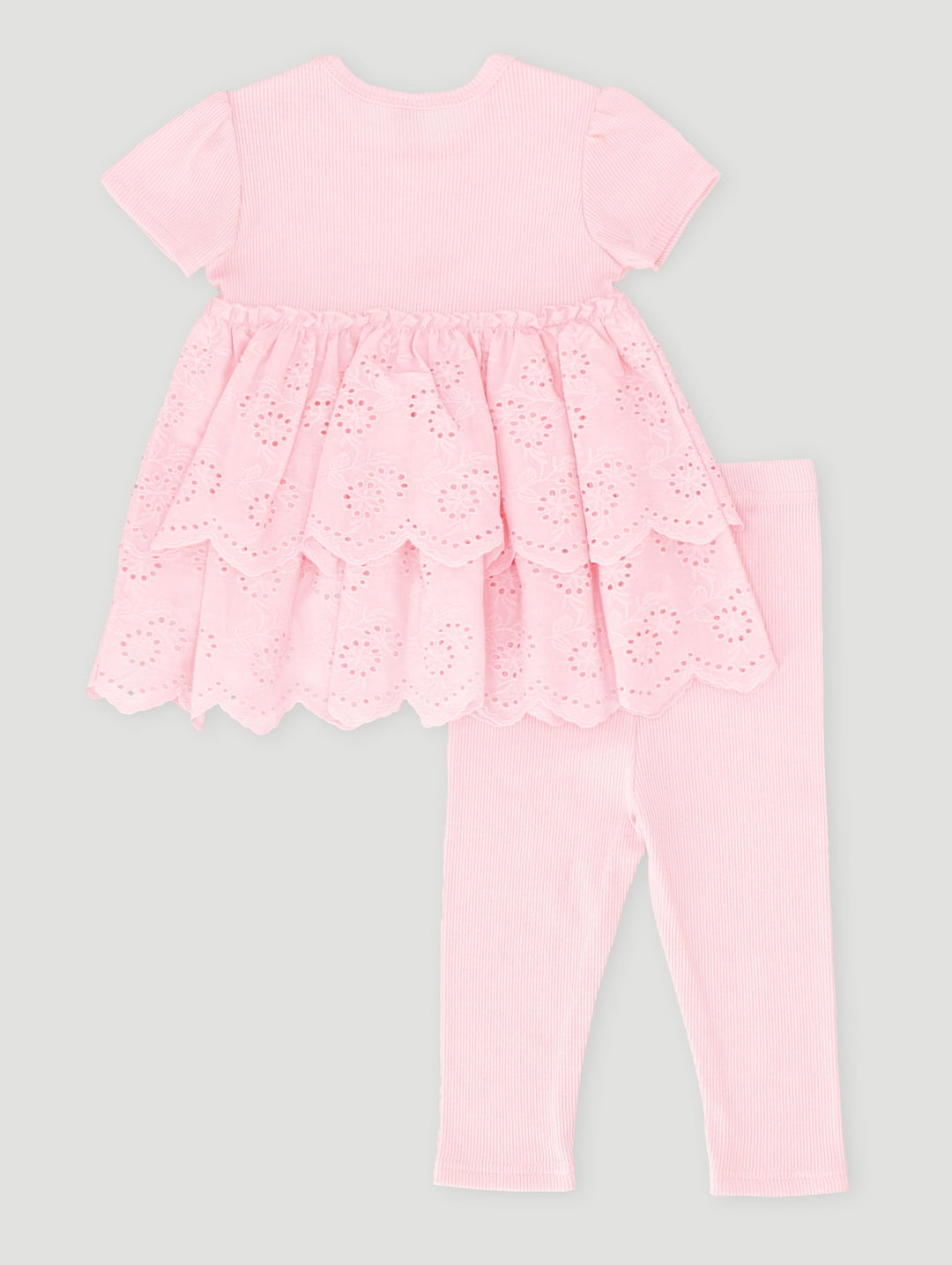 Baby Girls Tunic Anglaise Set - Dusty Pink