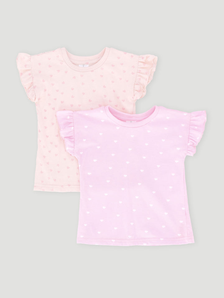 Baby Girls 2 Pack Classic Spots Tee - Dusty Pink