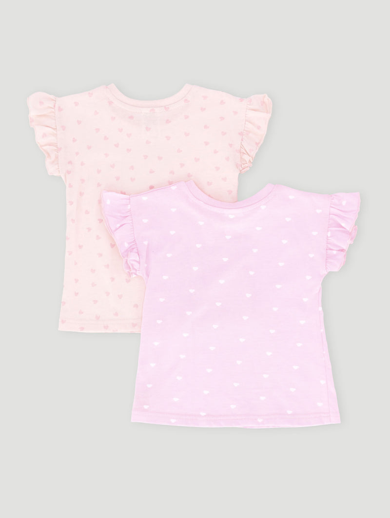 Baby Girls 2 Pack Classic Spots Tee - Dusty Pink