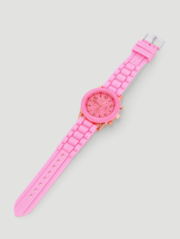 Girls Jelly Analogue Watch - Pink