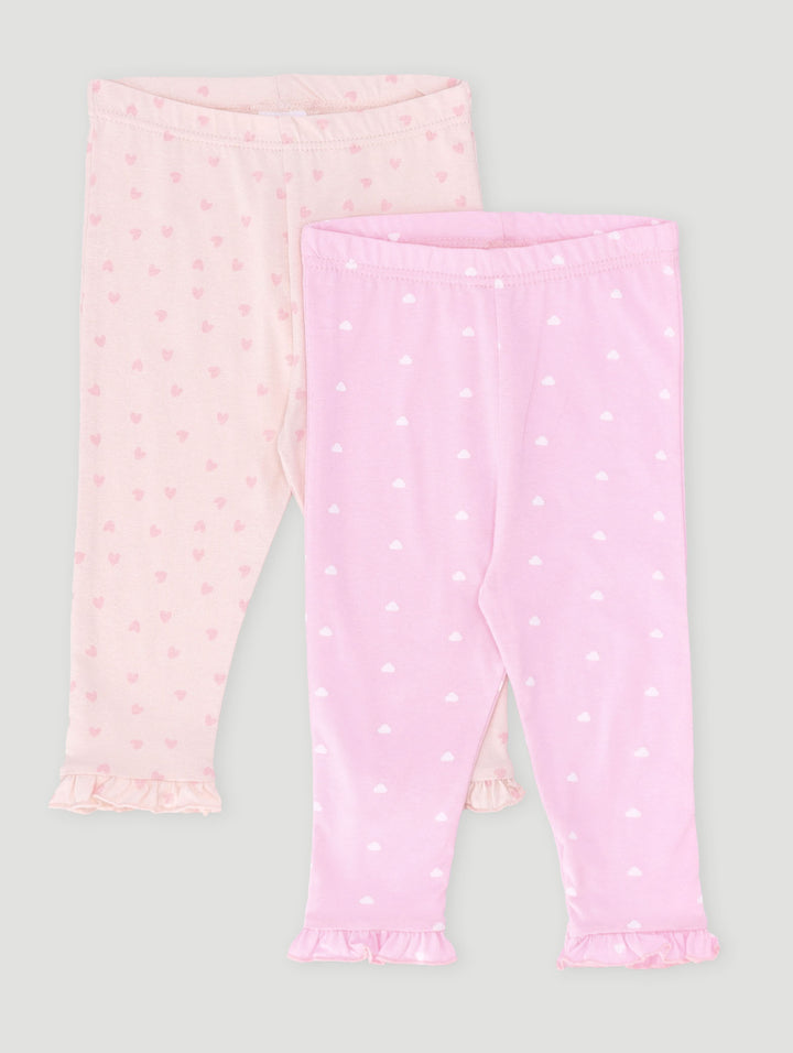 Baby Girls 2 Pack Knit Legging - Dusty Pink