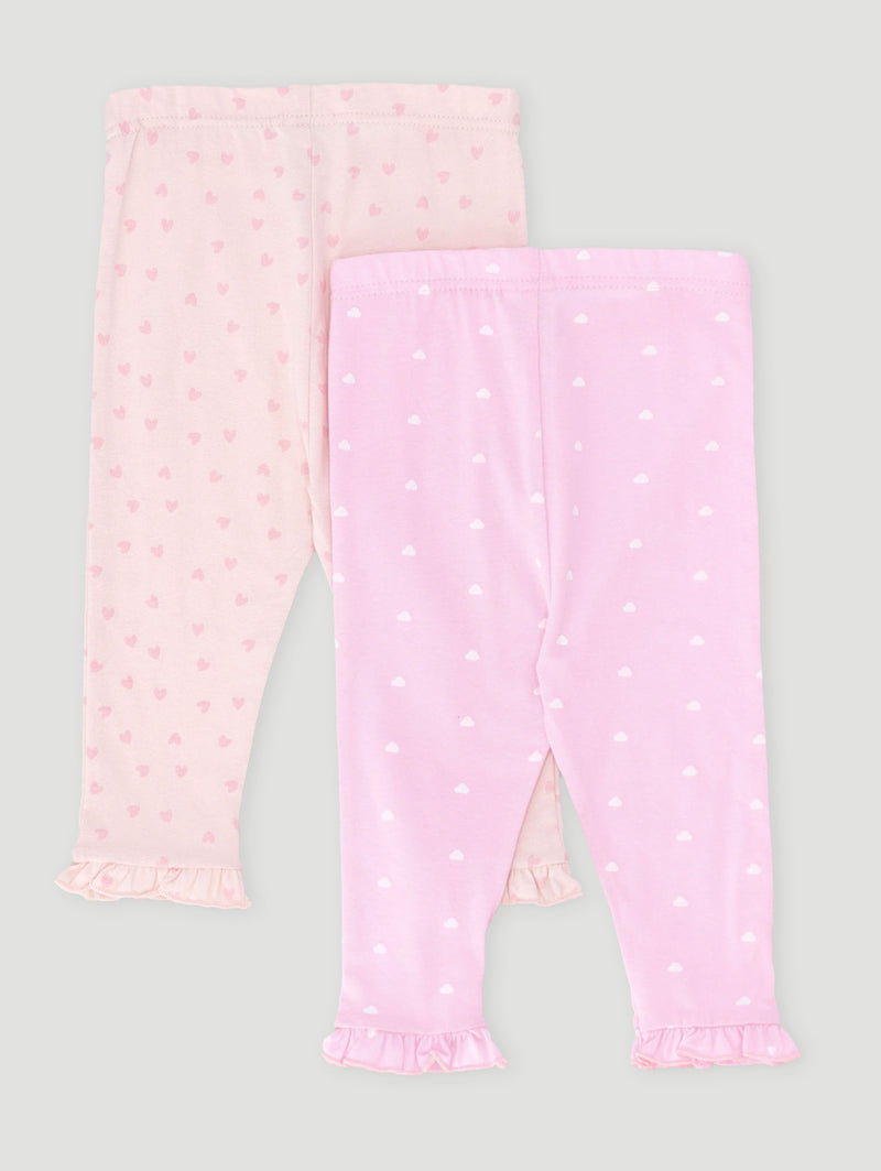 Baby Girls 2 Pack Knit Legging - Dusty Pink