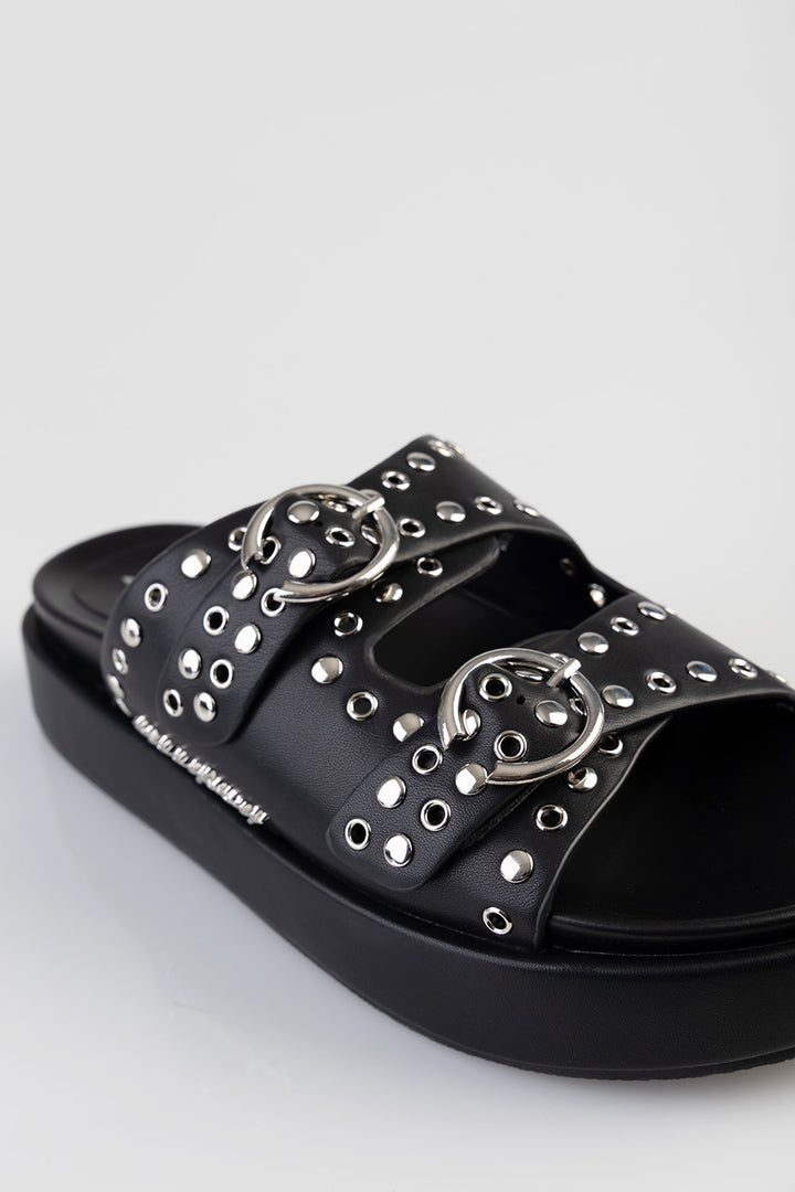 True Stud Platform Sandal - Black