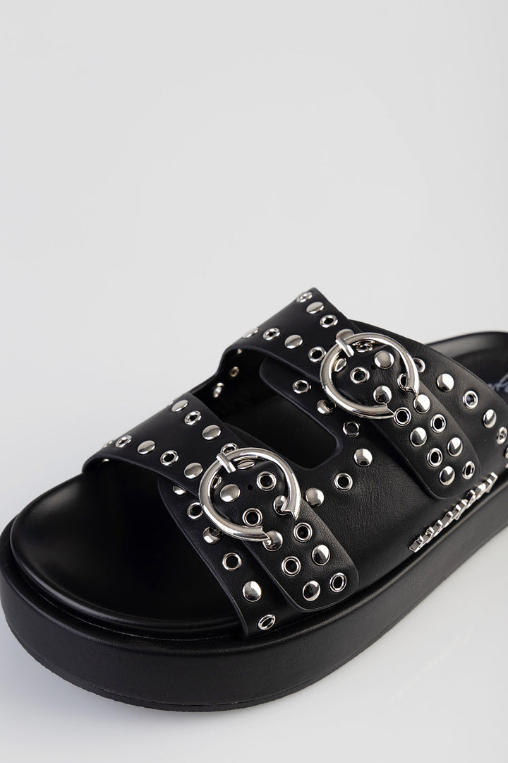 True Stud Platform Sandal - Black