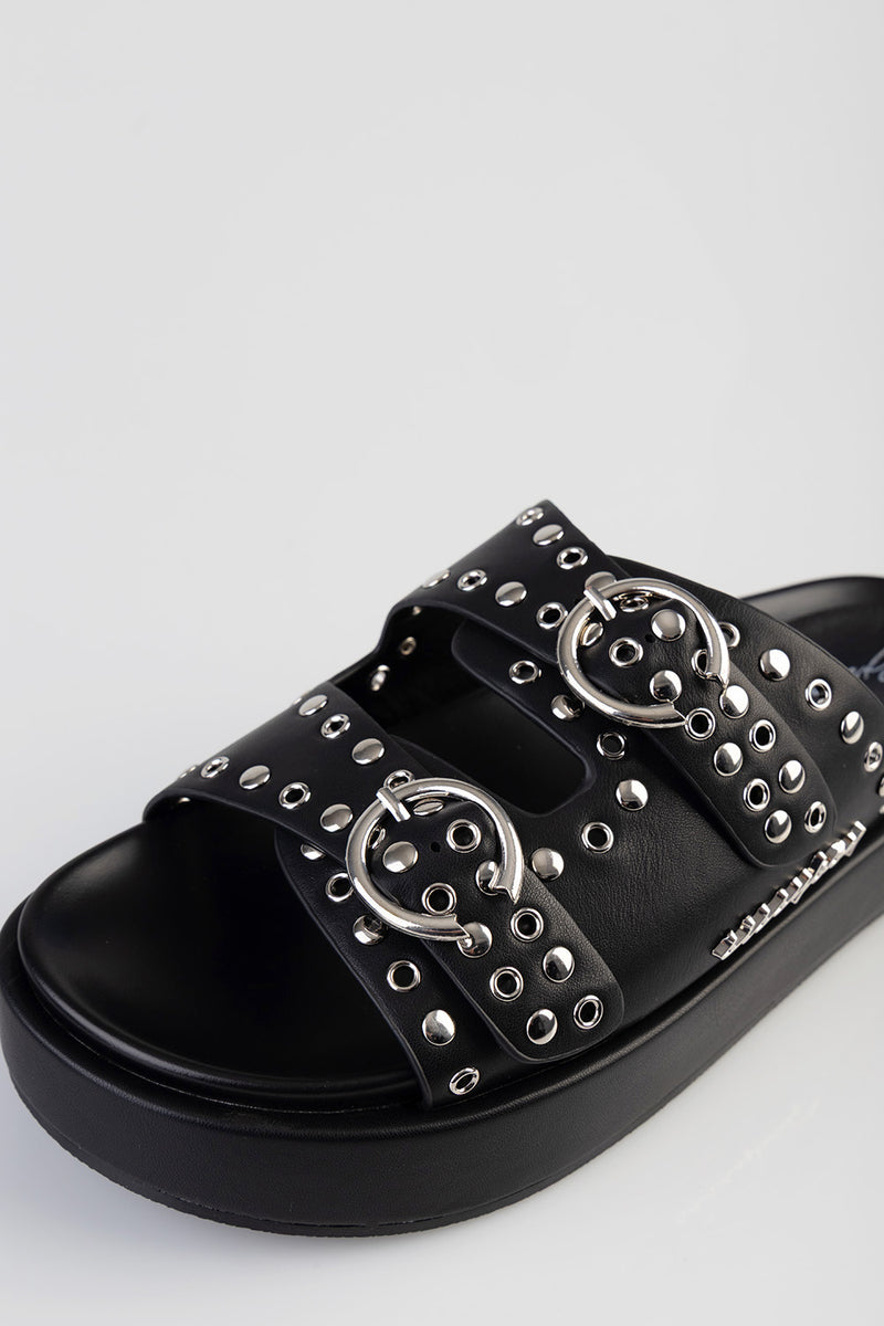 True Stud Platform Sandal - Black