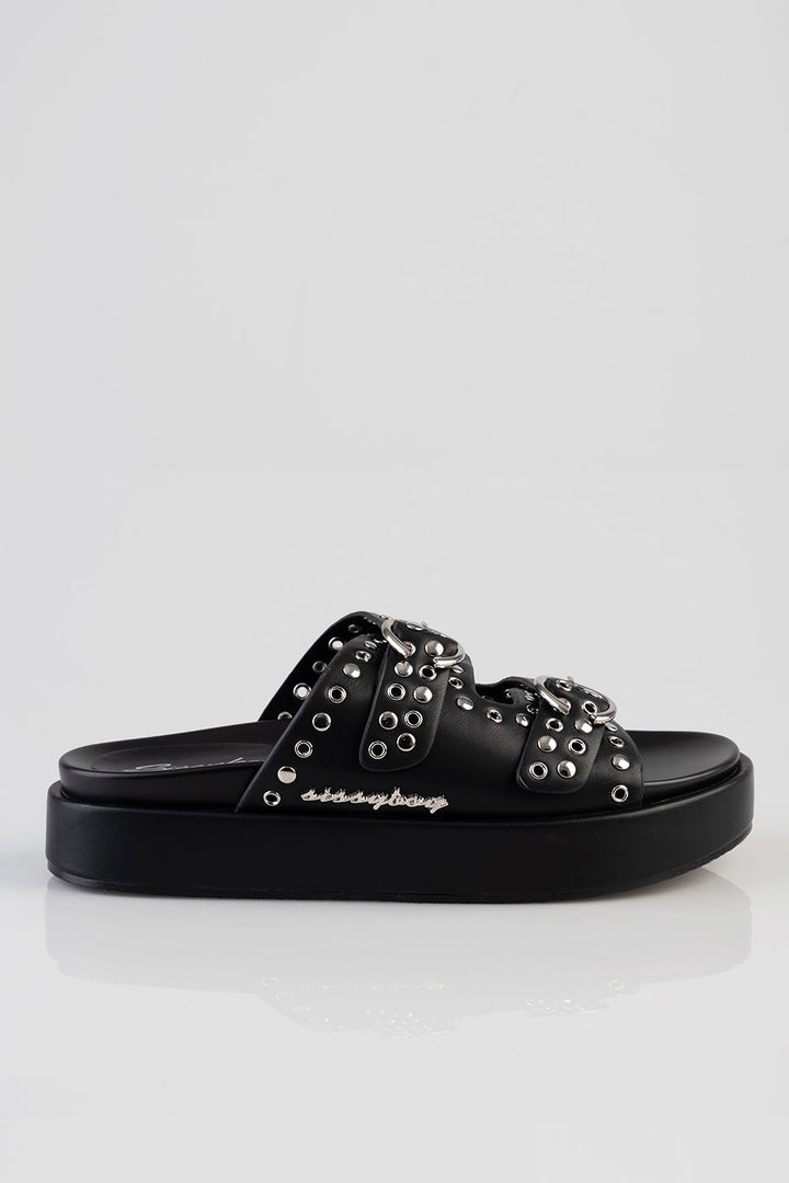 True Stud Platform Sandal - Black