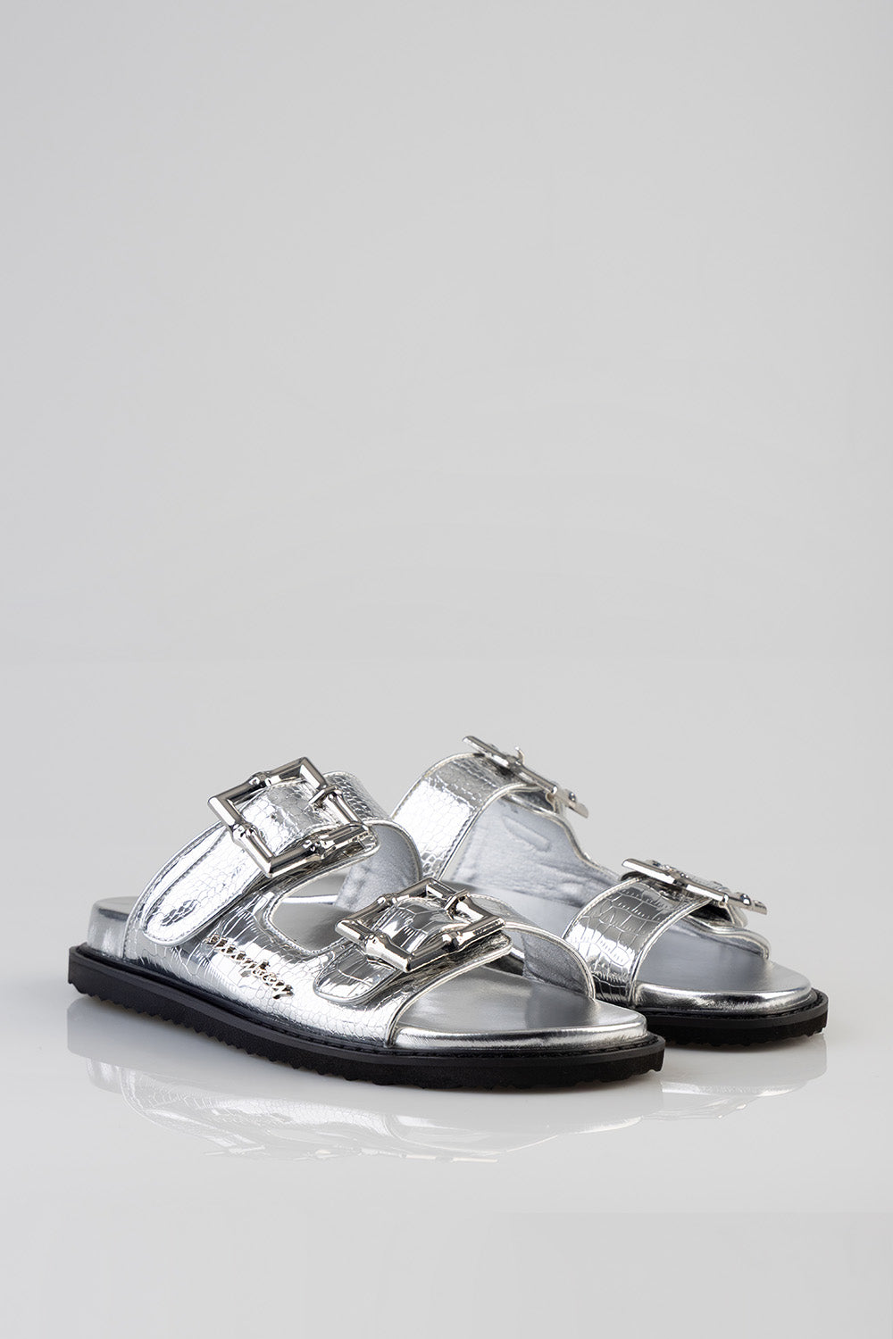 Silvia Double Strap Sandal - Silver