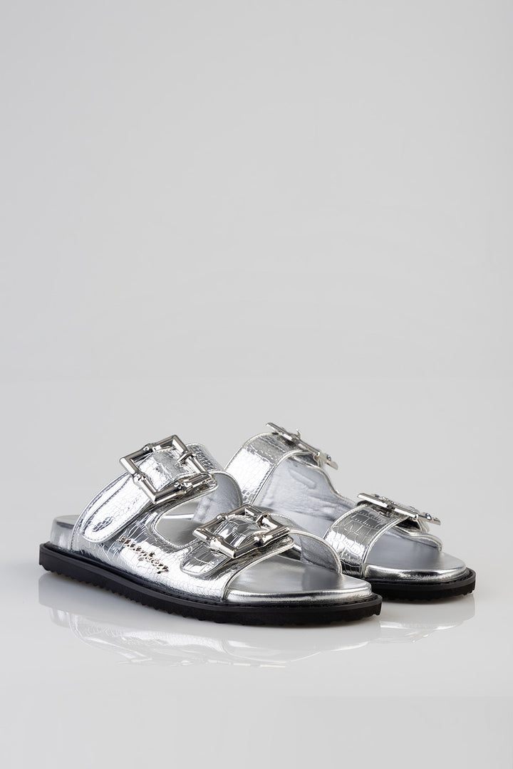 Silvia Double Strap Sandal - Silver