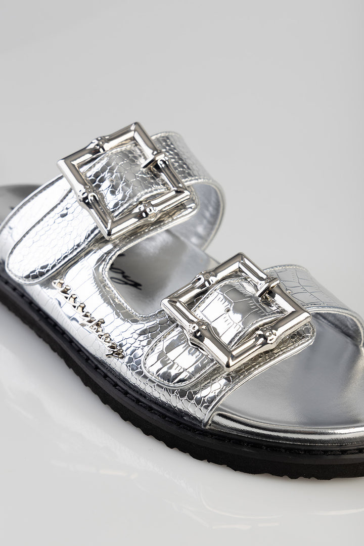 Silvia Double Strap Sandal - Silver