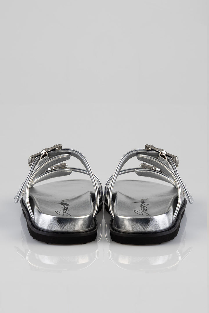 Silvia Double Strap Sandal - Silver