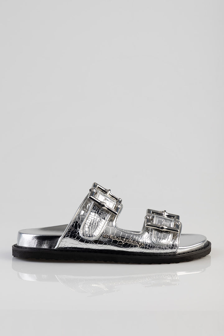 Silvia Double Strap Sandal - Silver