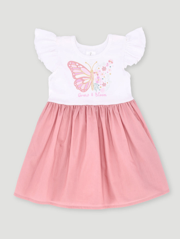 Baby Girls Butterfly Bloom Dress - Pale Salmon