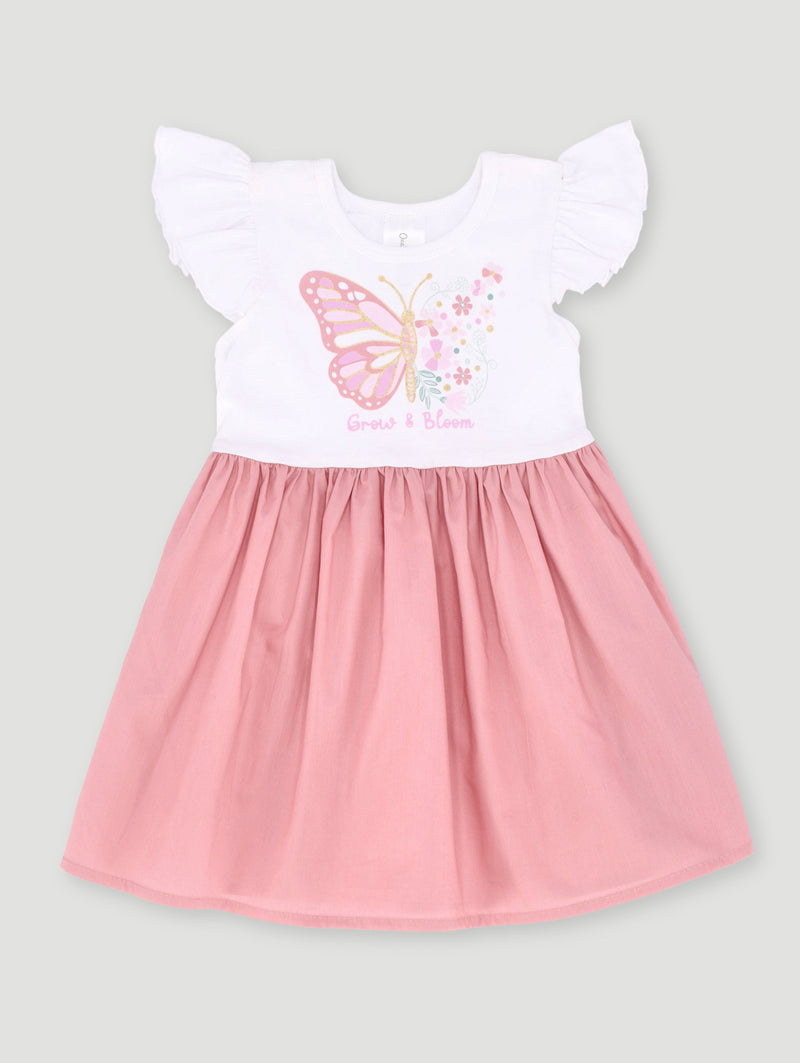 Baby Girls Butterfly Bloom Dress - Pale Salmon
