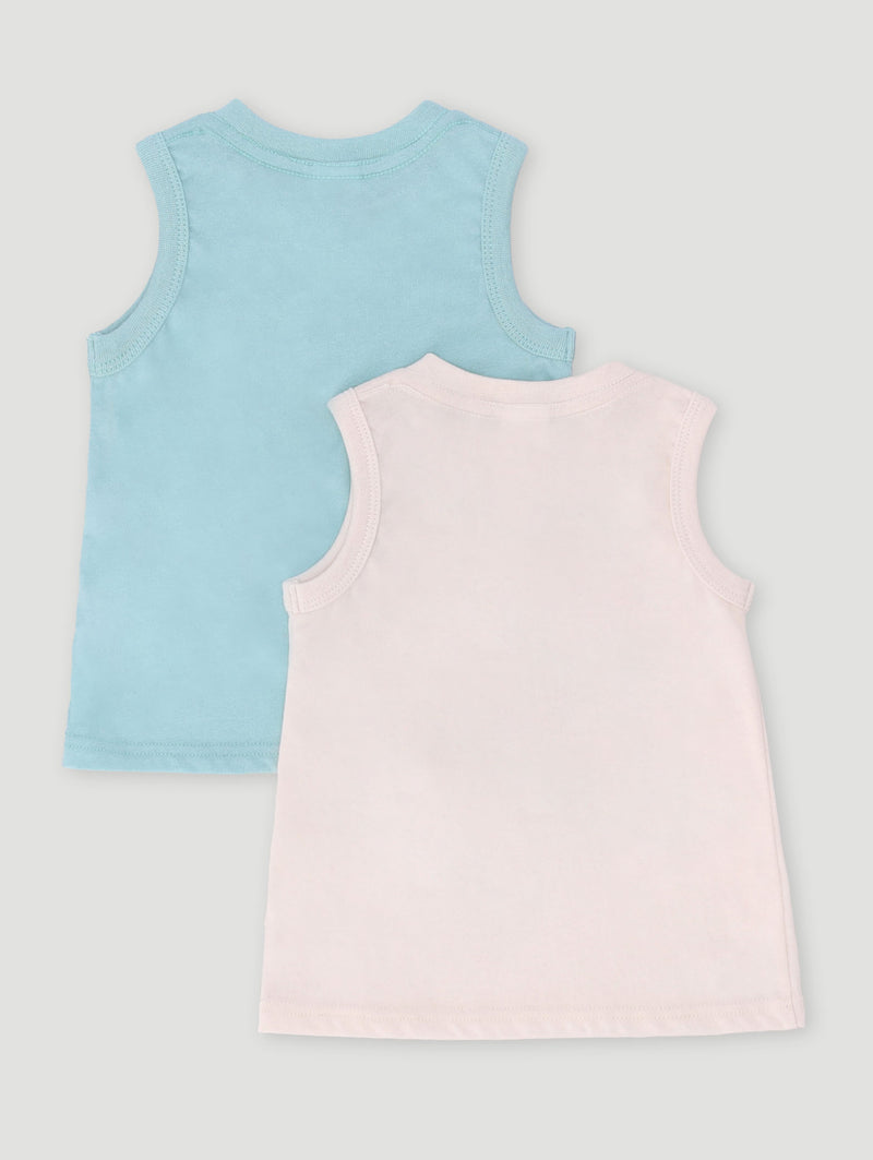 Baby Boys Sleevelesss 2 Pack Sunny Days Knit Tee - Cream/Blue
