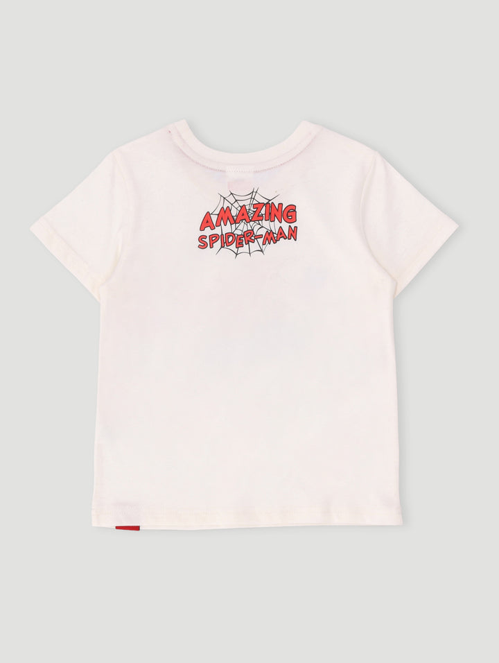 Pre-Boys Spiderman Comic High Density Tee - Cream