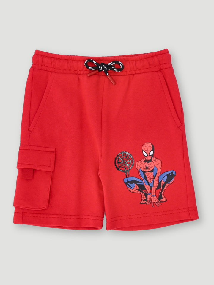 Pre-Boys Spiderman Comic Cargo Short - Bright Red