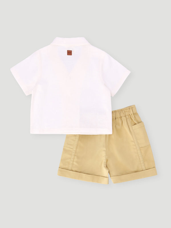 Keedo Baby Boys Woven Button Tee & Short Set - White