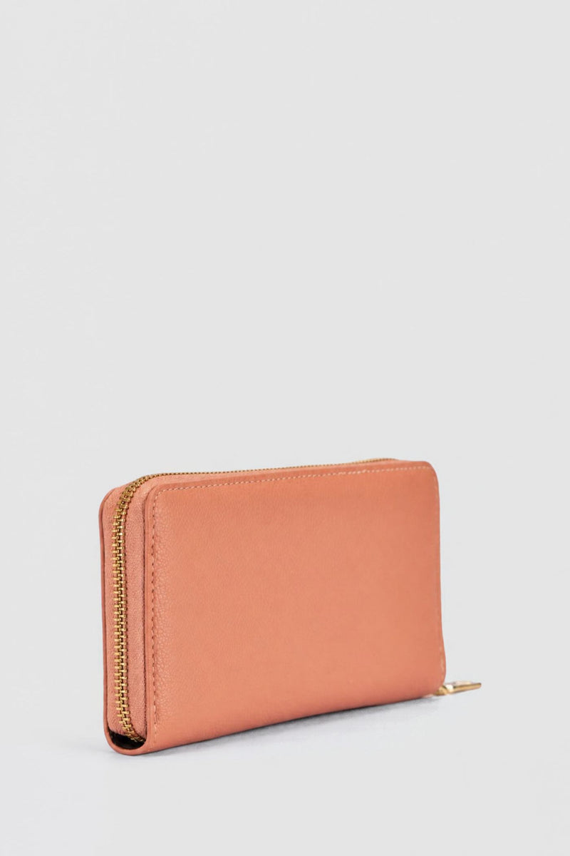 Charlotte Light Text Zip Around Purse - Coral