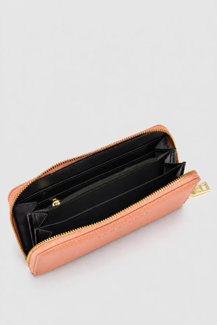 Charlotte Light Text Zip Around Purse - Coral