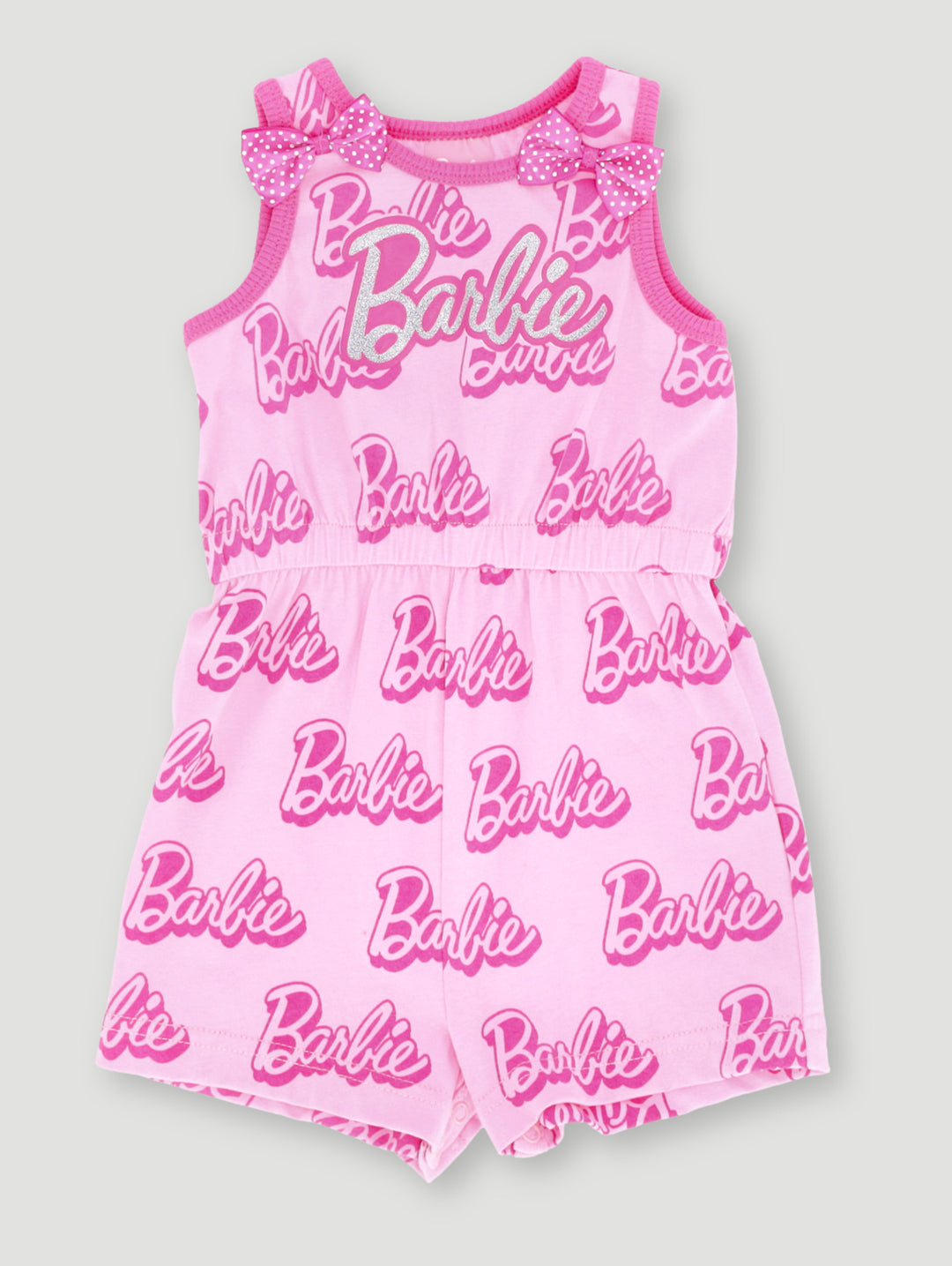 Baby Girls Barbie Print Playsuit - Dusty Pink