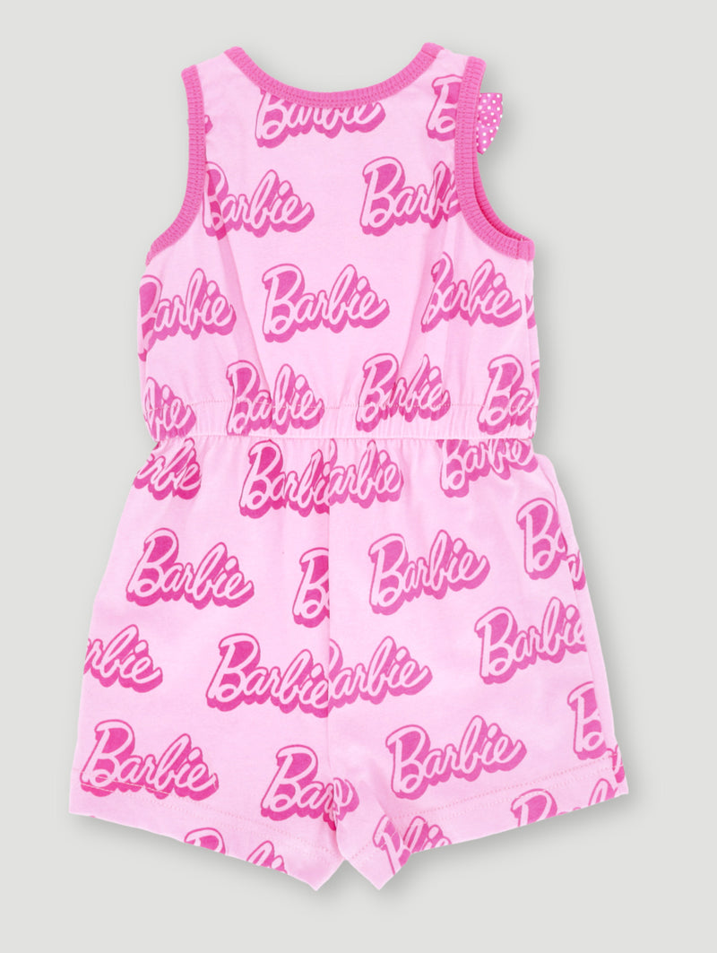 Baby Girls Barbie Print Playsuit - Dusty Pink