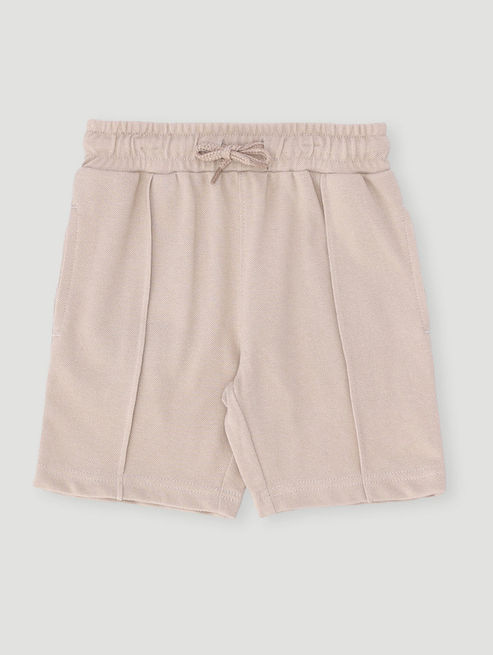 Pre- Boys Pique Pleat Shorts - Stone