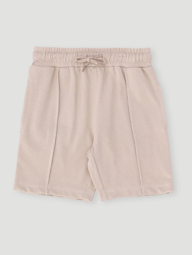 Pre- Boys Pique Pleat Shorts - Stone