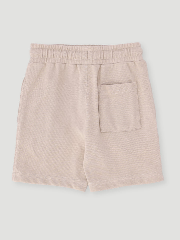 Pre- Boys Pique Pleat Shorts - Stone