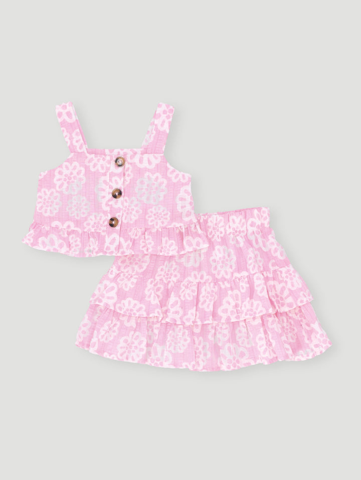 Baby Girls Seersucker Set - Dusty Pink