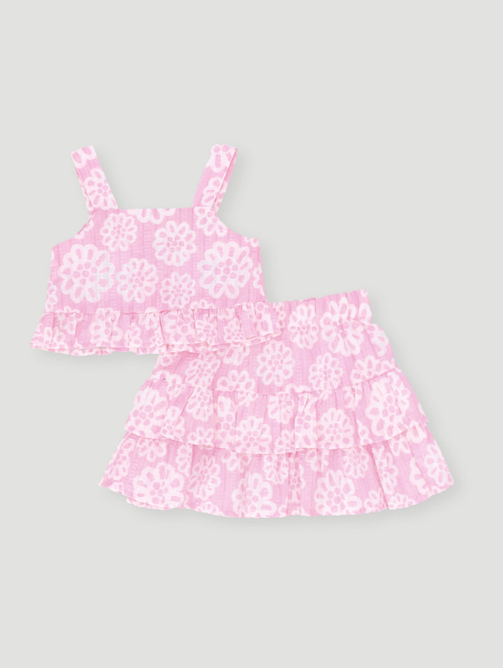 Baby Girls Seersucker Set - Dusty Pink