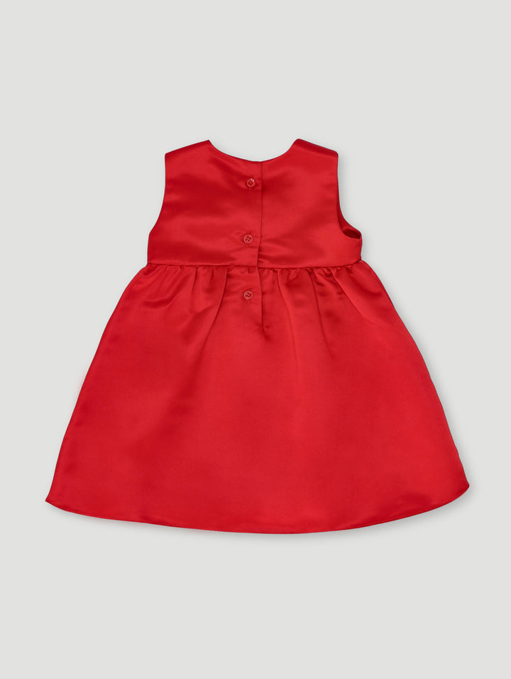 Baby Girls Smart Satin Bow Dress - Red