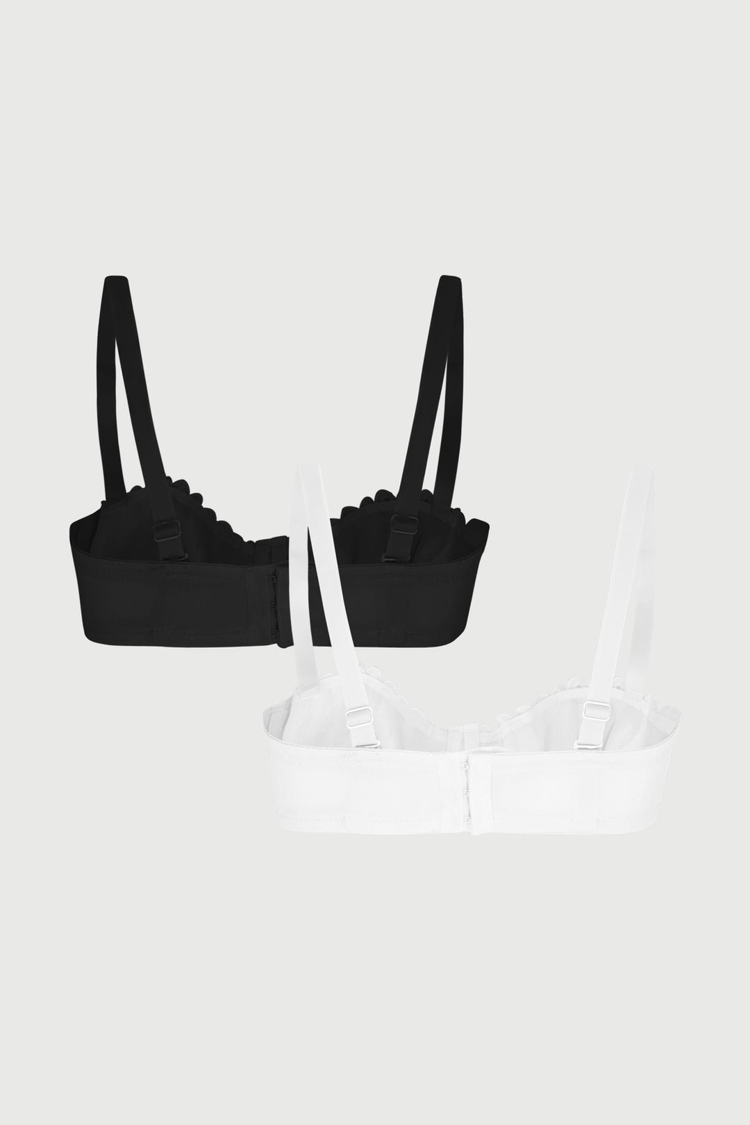 2 Pack Embroidered Mesh & Microfibre Balconette Bra - White/Black