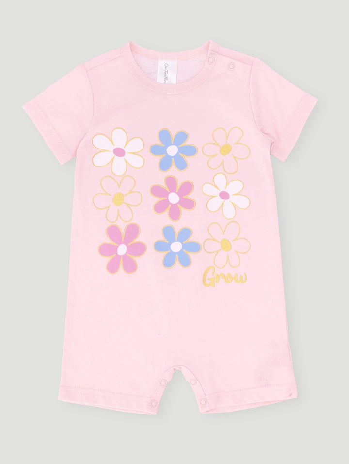 Baby Girls Flowers Romper - Light Pink