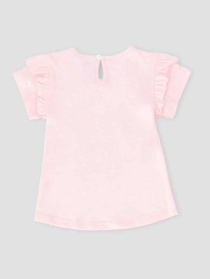 Baby Girls Frill Girls Will Change The World Tee - Dusty Pink
