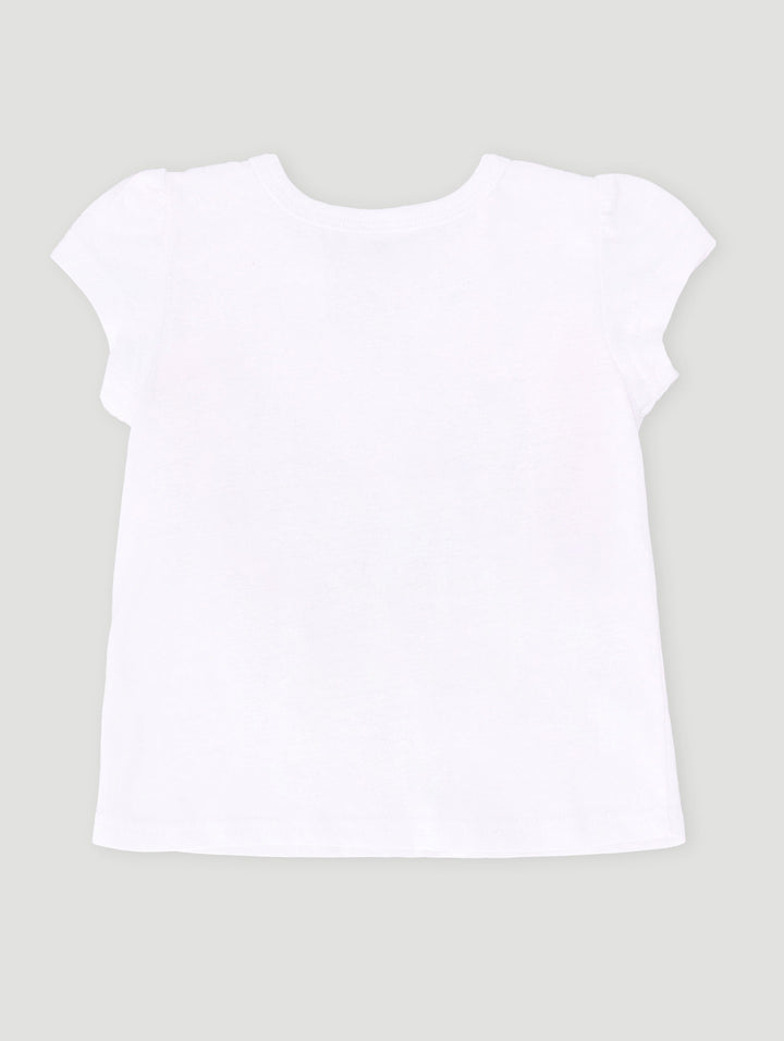 Baby Girls Frill Butterfly Tee - White