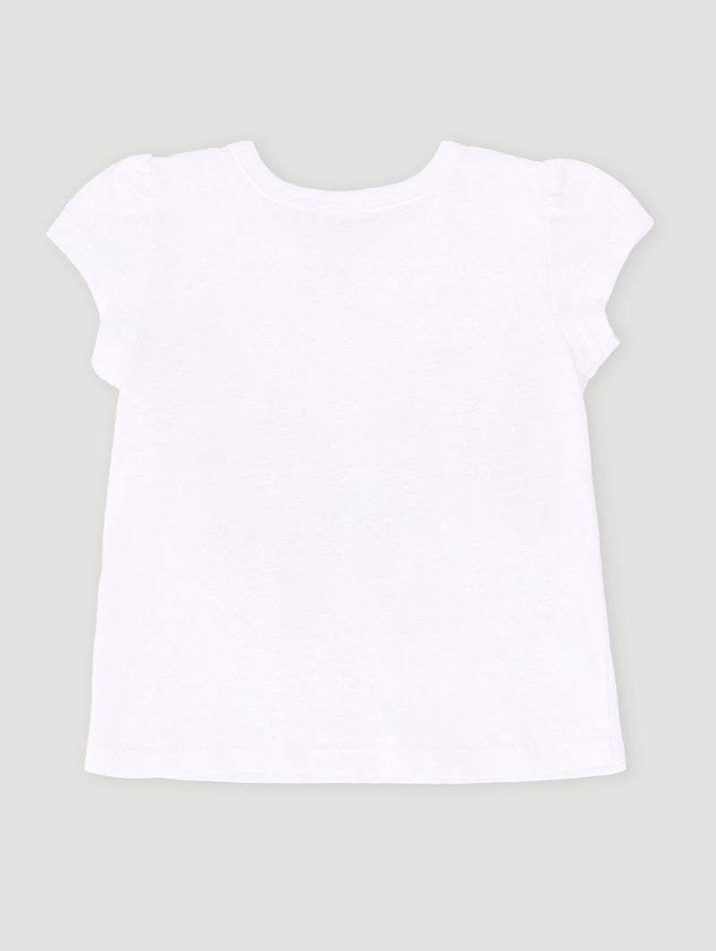 Baby Girls Frill Butterfly Tee - White