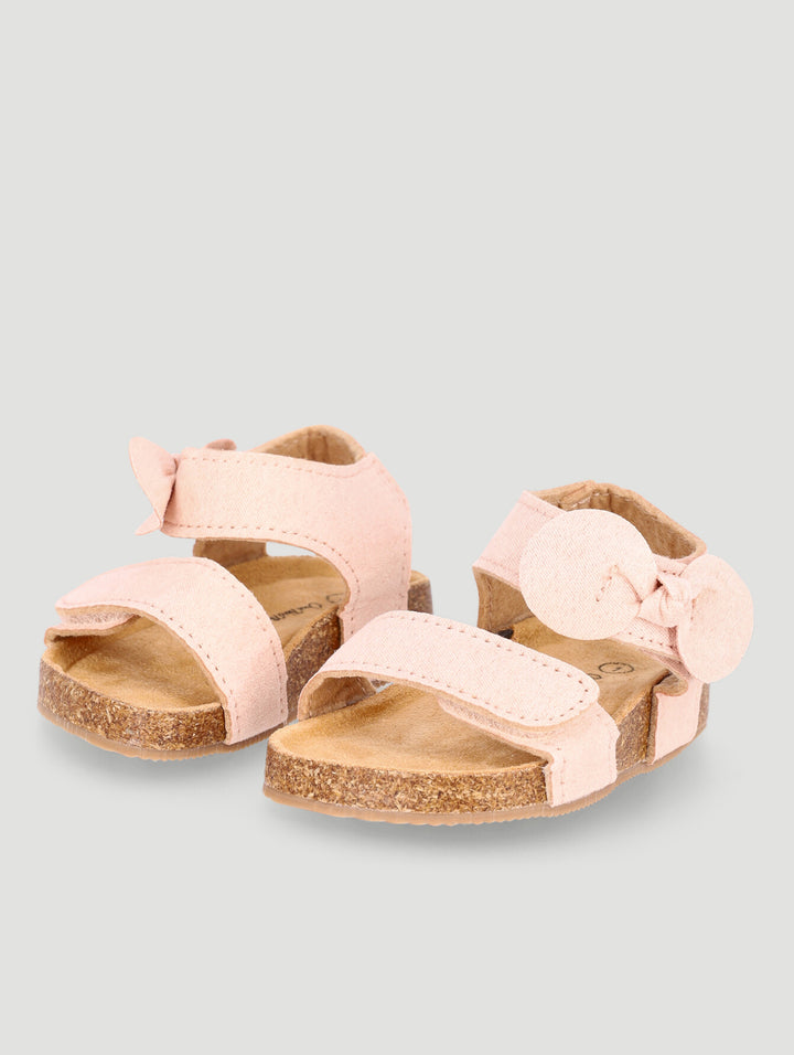 Baby Girls Cork Outsole Bow Sandal - Dusty Pink