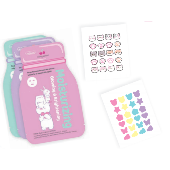 GlowMode Teen Glow Mask Friends – Hydrating Face Mask & Pimple Patch Set