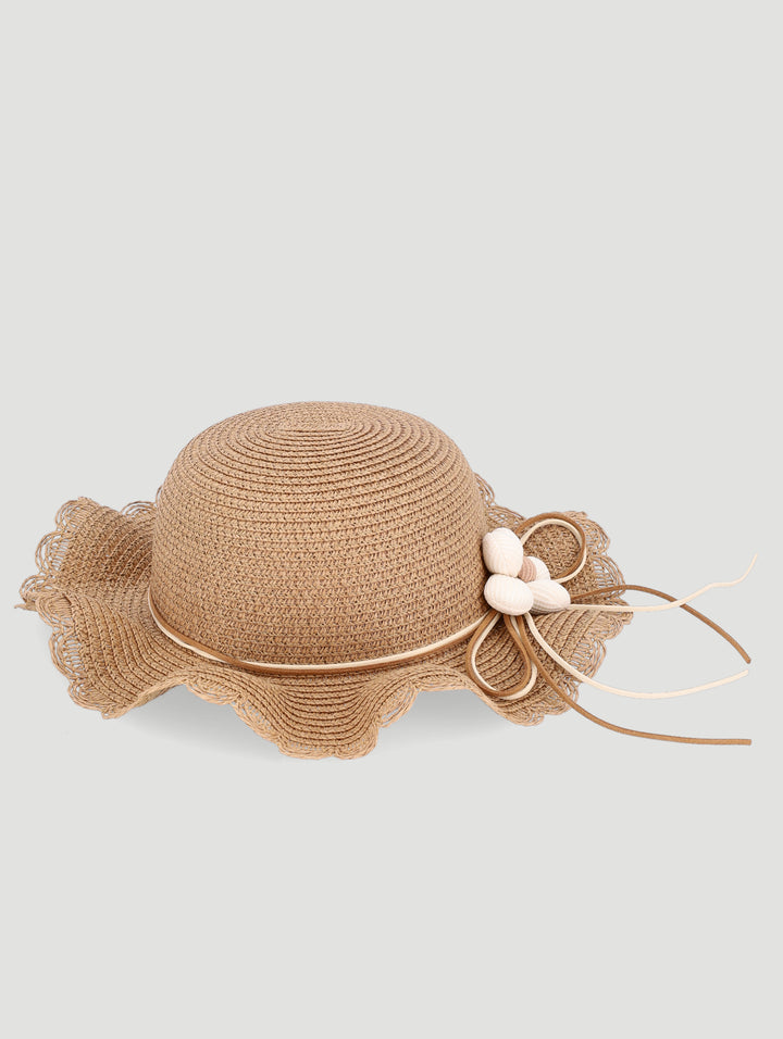Baby Girls Frill Daisy Straw Hat - Natural