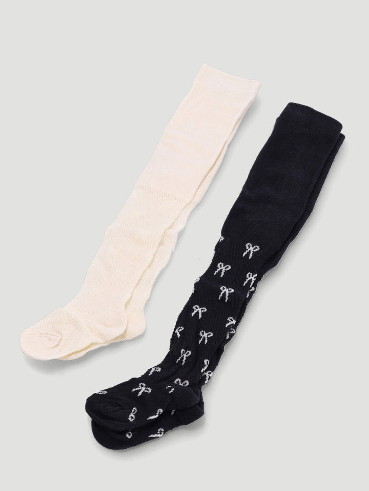 Baby Girls 2 Pack Textured Stocking Sock - Black