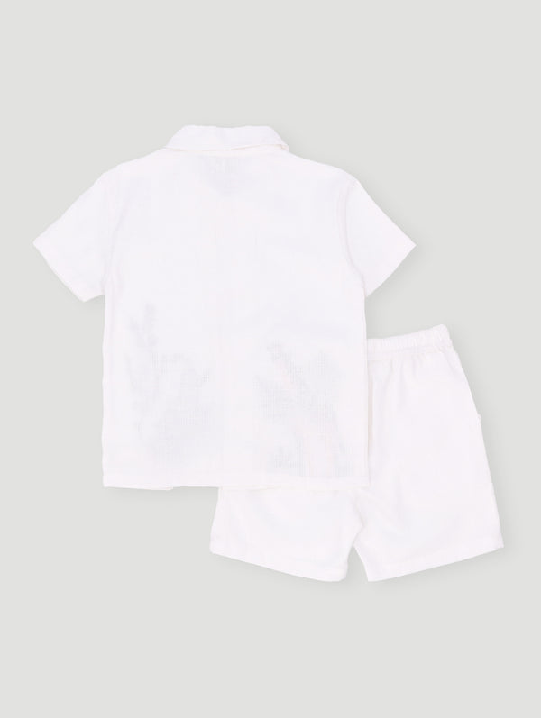 Keedo Boys Embroidered Resort Set - Cream