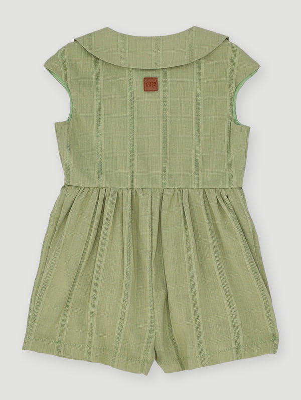 Keedo Baby Girls Embroidery Gingham Romper - Sage