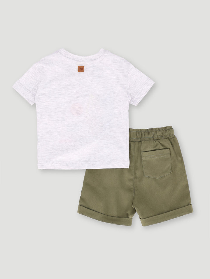 Keedo Baby Boys Surfer Embroidered Set - Grey Melange