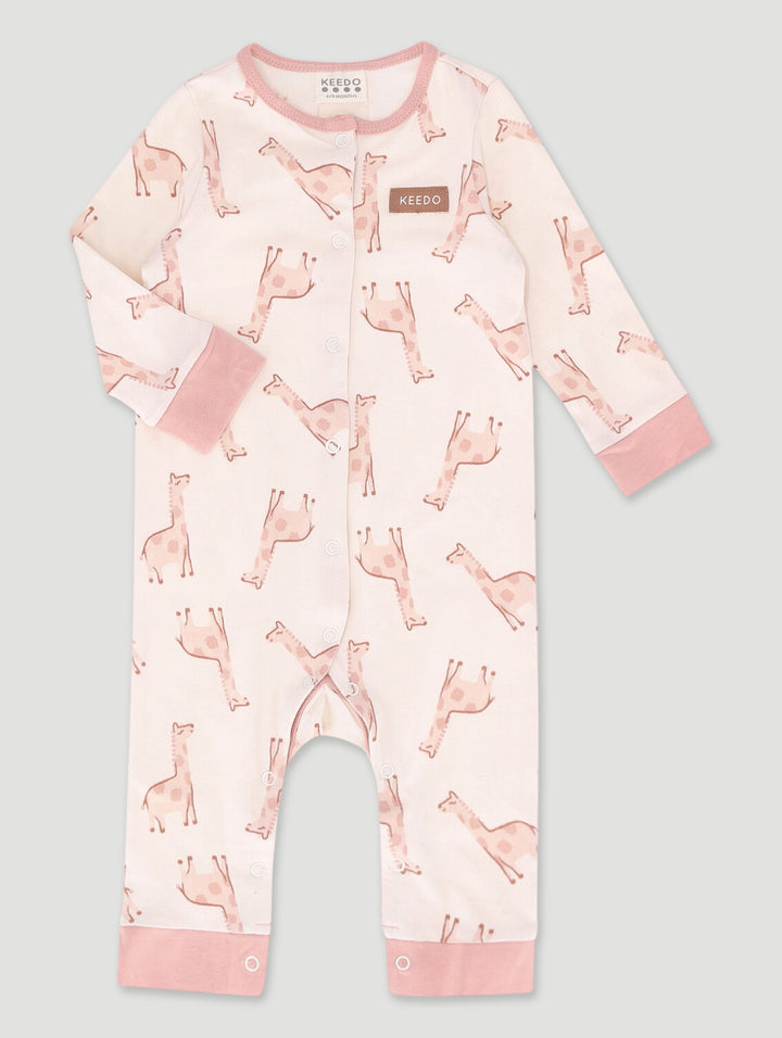Keedo Baby Girls Giraffe Sleepsuit - Cream