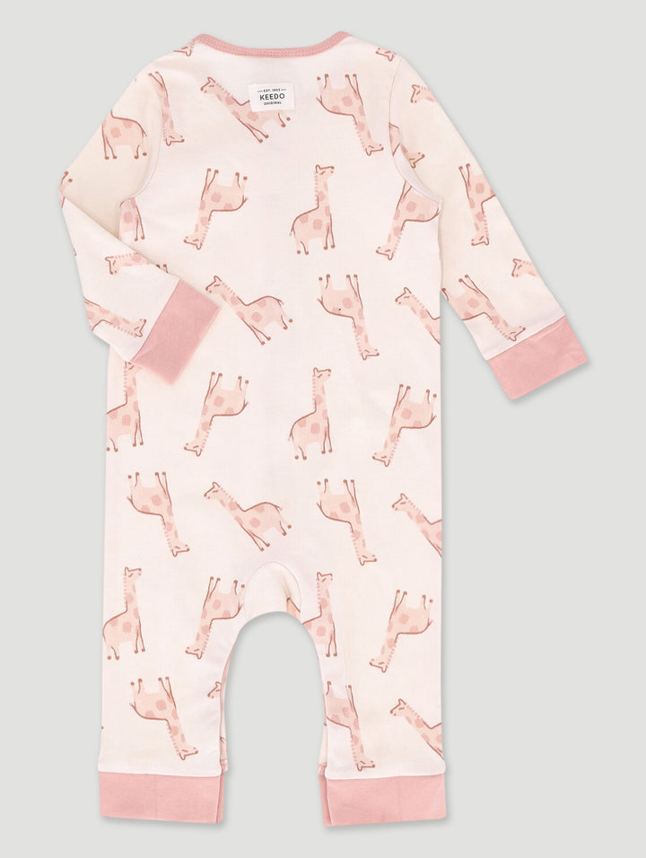 Keedo Baby Girls Giraffe Sleepsuit - Cream