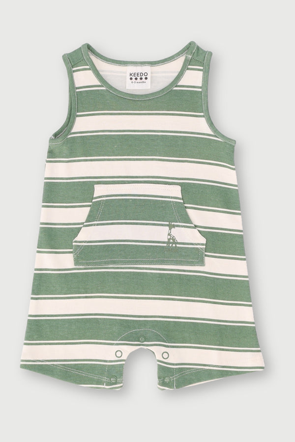 Keedo Baby Boys Stripe Fashion Romper - Fatigue