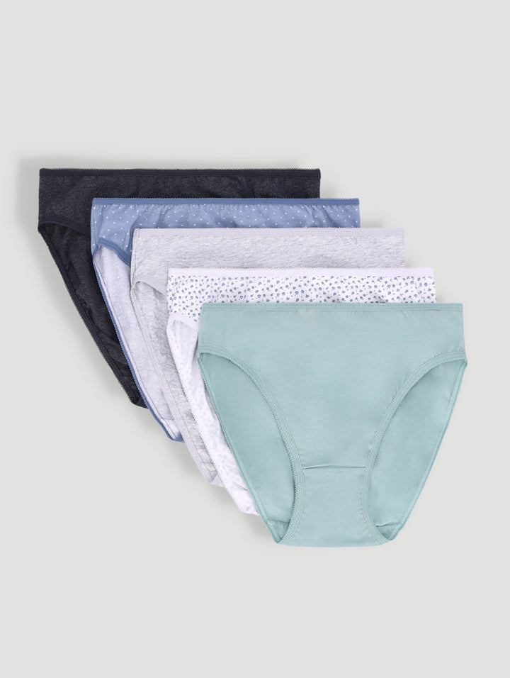 5 Pack Cotton Hi-Cut Panties - Multi