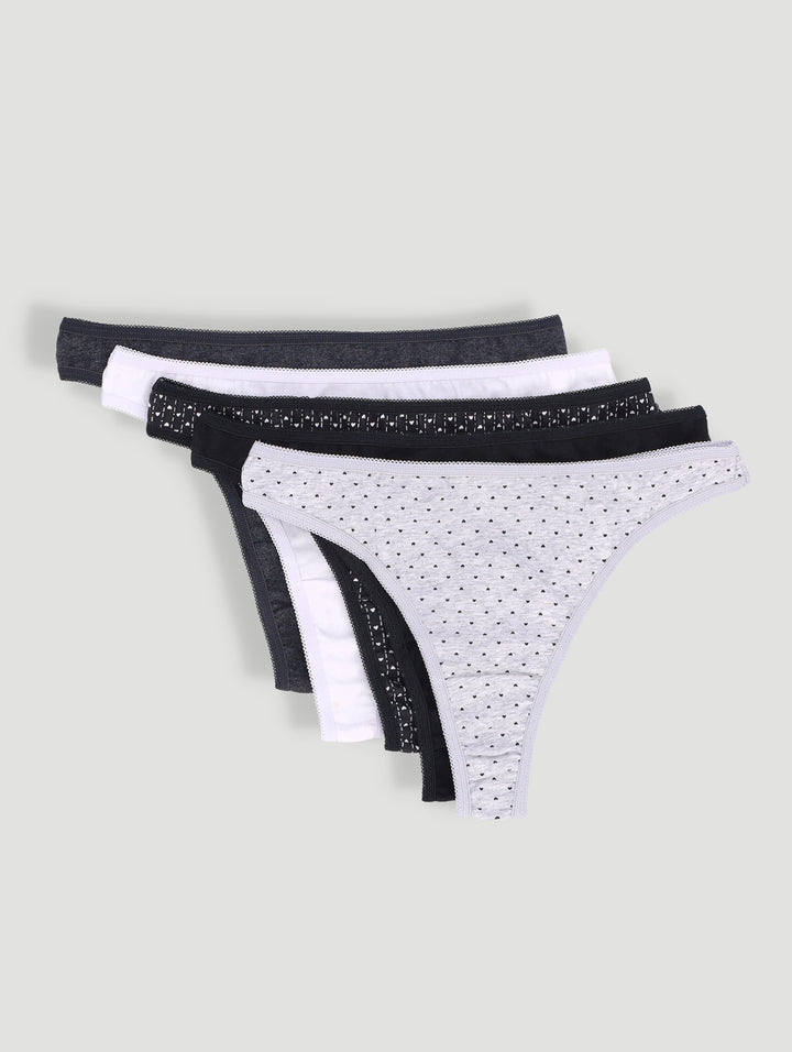 5 Pack Cotton Thong - Multi