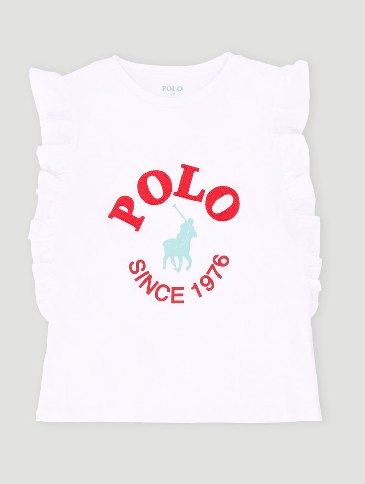 Pre-Girls Jessica Frill Sleeve Tee - White