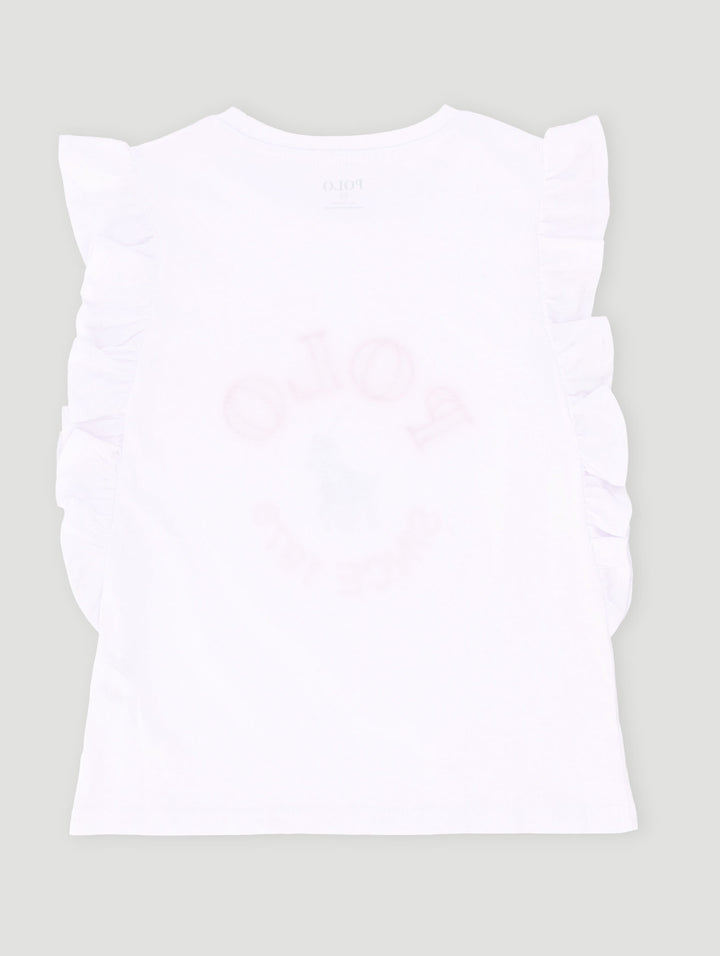 Pre-Girls Jessica Frill Sleeve Tee - White